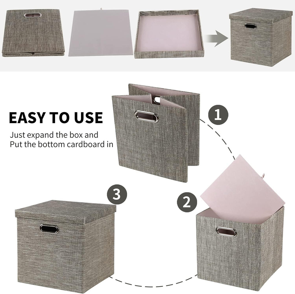 Storage Bins with Lids,13×13×13 Foldable Storage Cube Baskets Boxes Fabric Drawers for Closet Shelf Cabinet