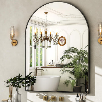 Arched Wall Mirror 30"x40" Black Arch Bathroom Vanity Mirror
