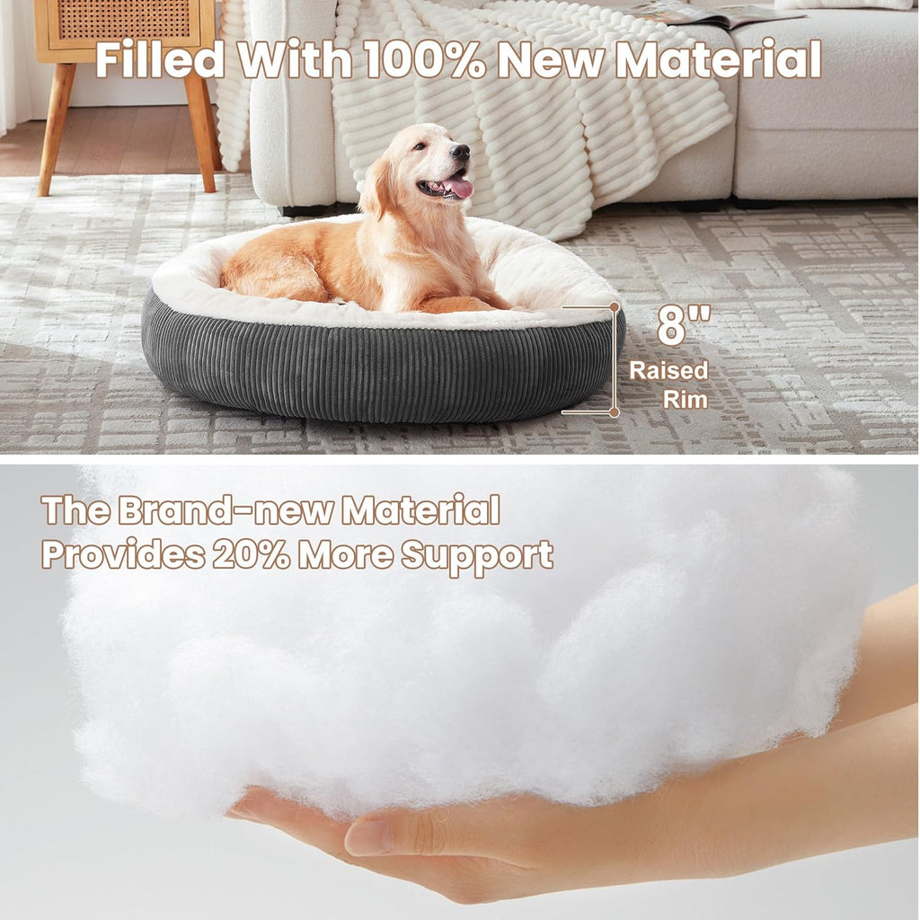36 inches Donut Dog Bed for Large Dogs - Calming Round Pet Bed with Removable&Washable Cover