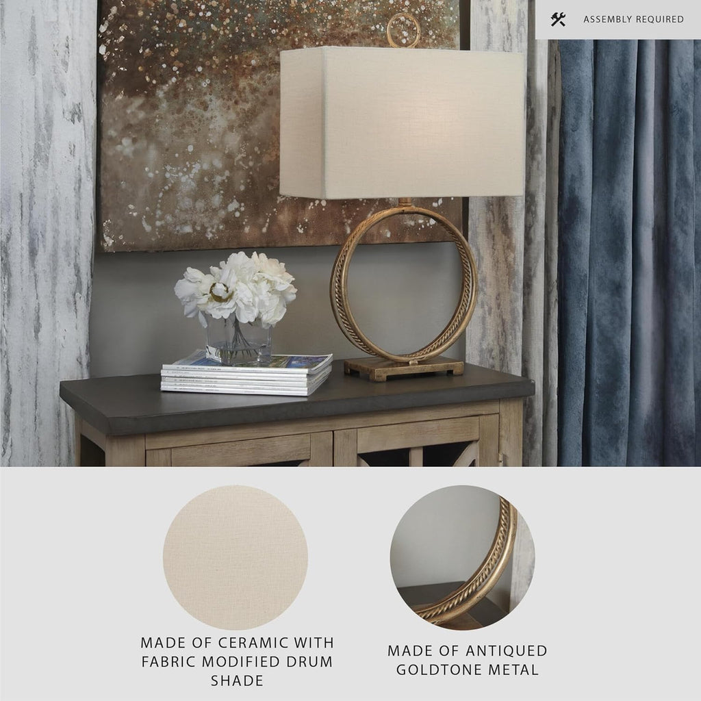 Signature Design by Ashley Mahala Traditional 28" Braided Metal Round Single Table Lamp, 3-Way Switch, UL Listed