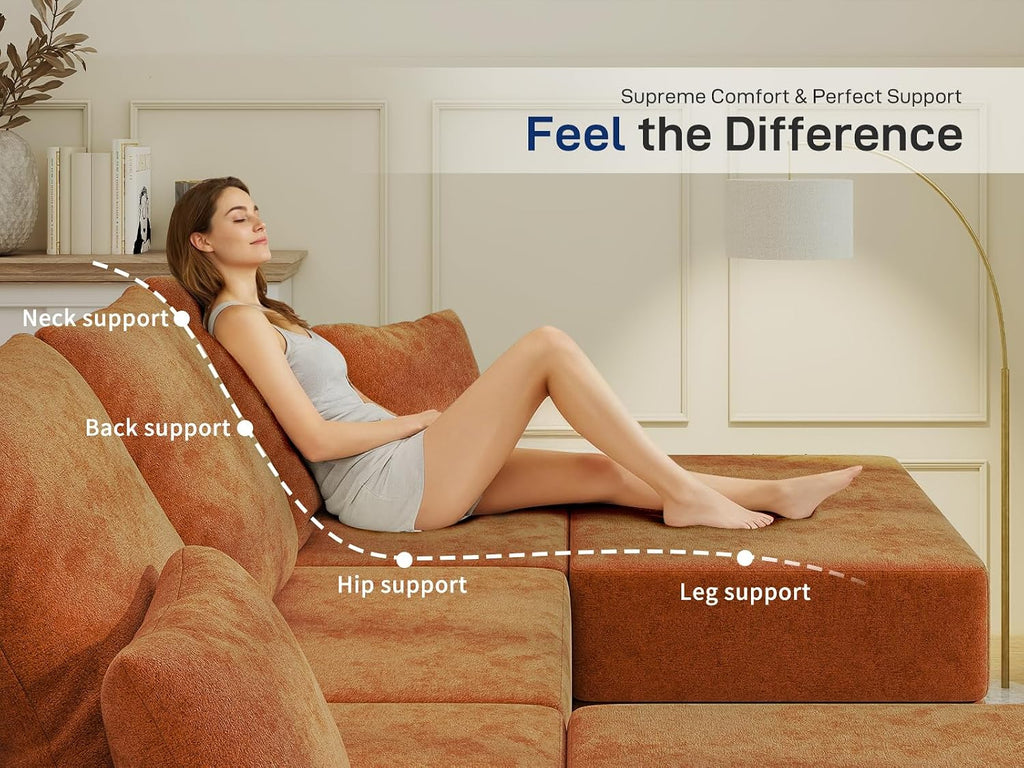 Cloud Modular Sectional Sofa, Comfy Boneless Couch , Modern L-Shaped Couch with Reversible Chaise, Customizable