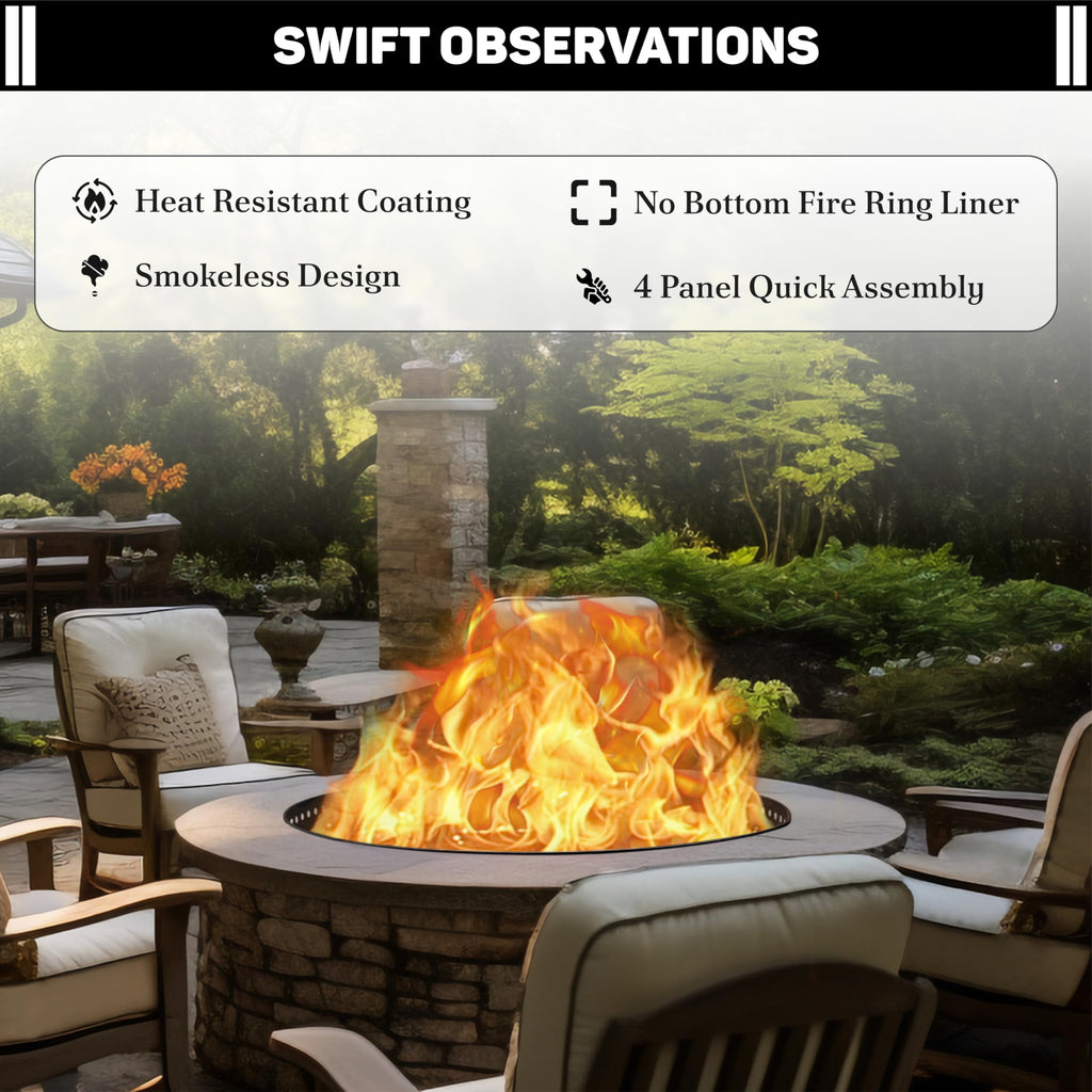 45" D Outdoor Fire Ring Liner - Steel Smokeless Firepit Insert