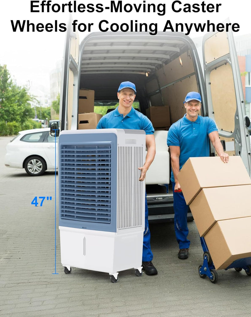 6000 CFM Swamp Cooler Air Conditioner, Outdoor Evaporative Air Cooler with 13.5 Gal Water Tank, Remote