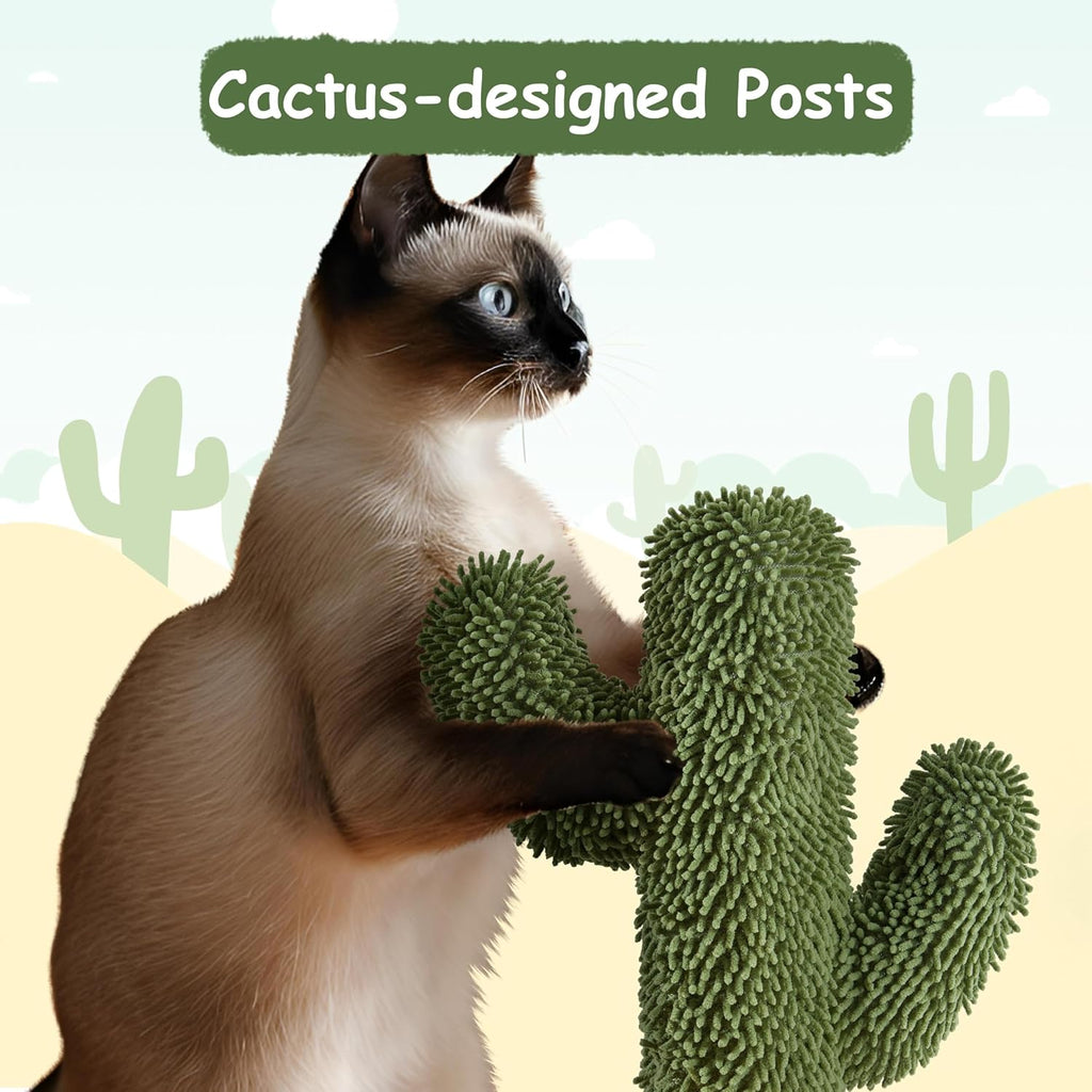 Cactus Cat Tree | 59.5in Cat Tower w/Cute Perch, Cozy Condo