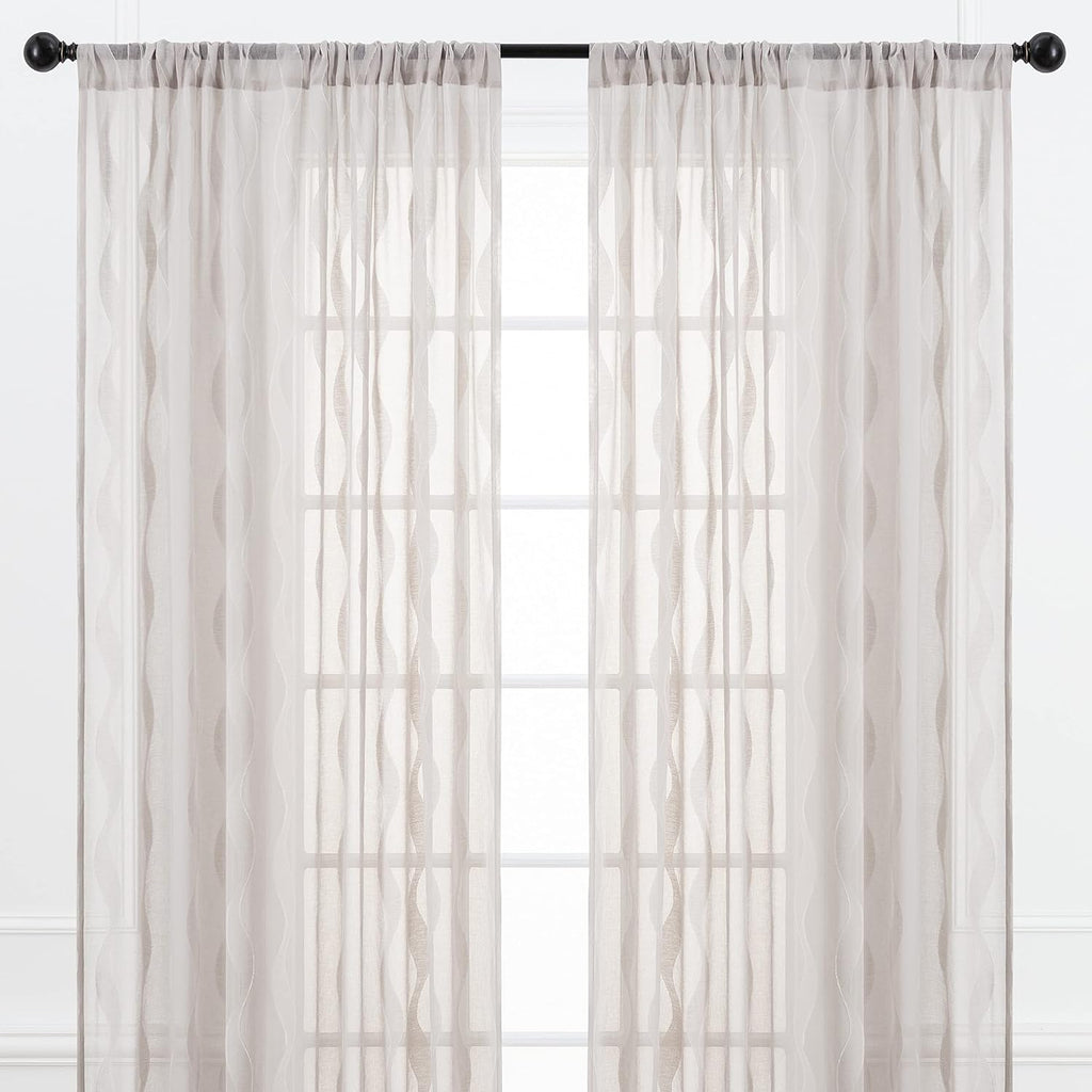 Premium Quatrefoil Voile Sheer Curtains - 2-Panel Light Filtering Curtains - 52" x 84" - Taupe