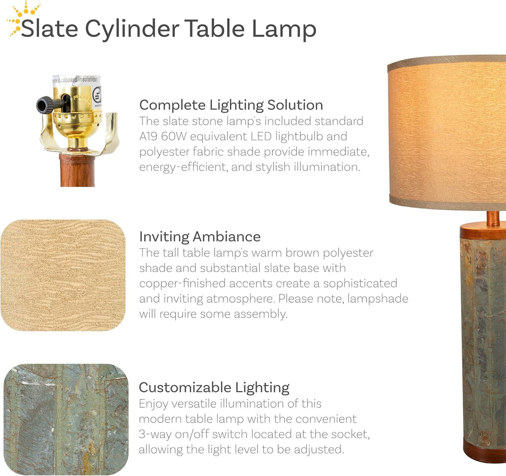 31" Modern Table Lamp with Copper Accents - Table Top Lamp