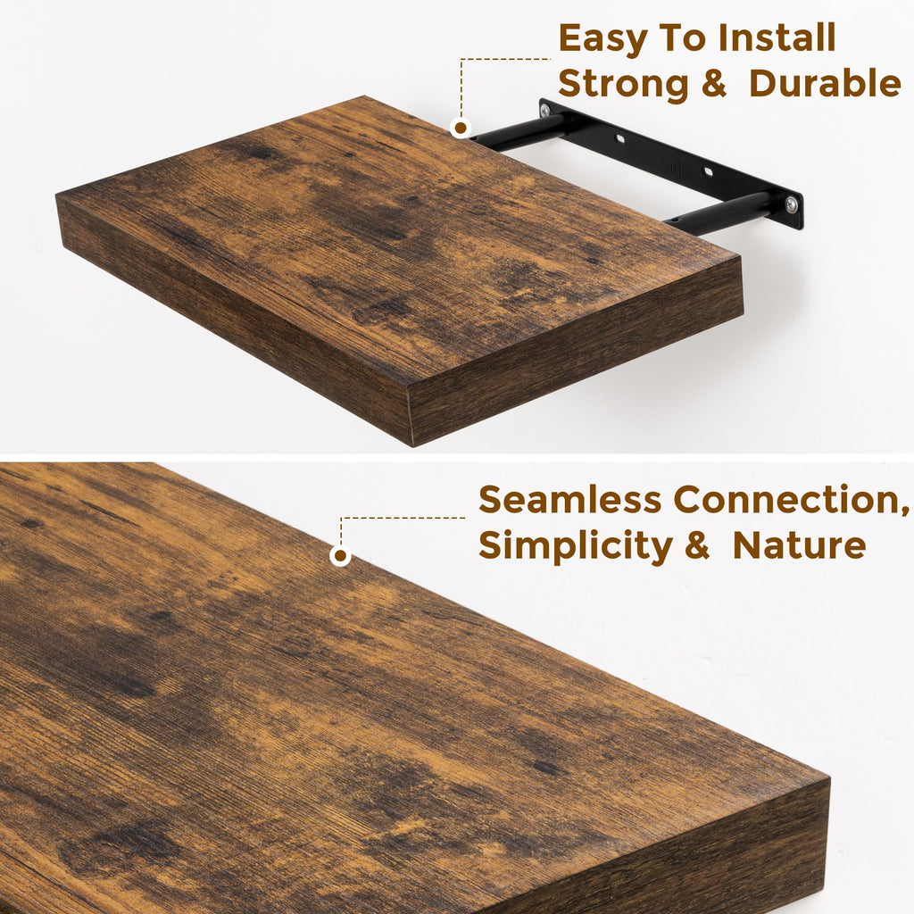 Floating Shelves for Wall, 16 in Rustic Wooden Wall Shelves