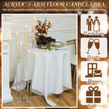 4 Set 5 Arms Acrylic Candelabra Centerpieces 46.4'' Tall Clear Candle Holders Wedding Table Centerpiece Floor Candle