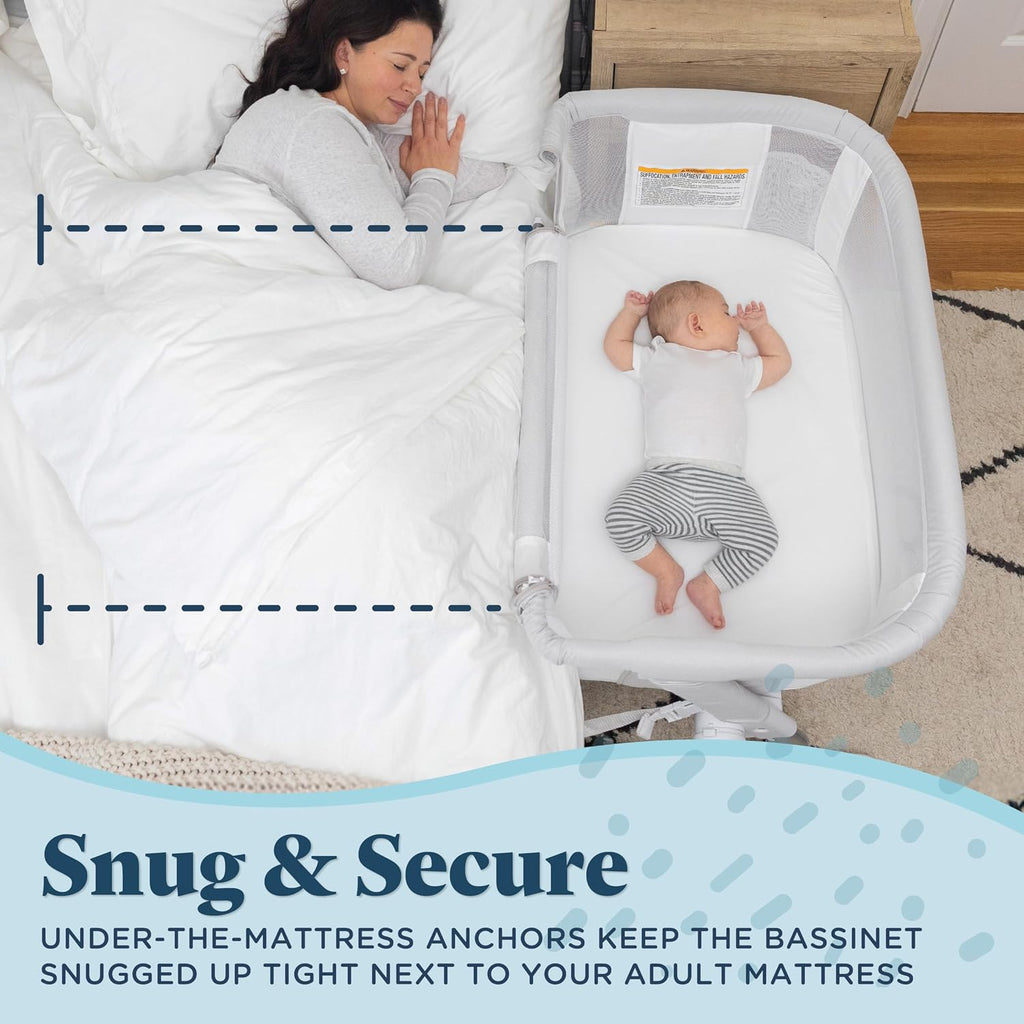 Beside Me Dreamer Bassinet | Bedside Sleeper | 7-Position Height Adjustment | Driftwood Grey
