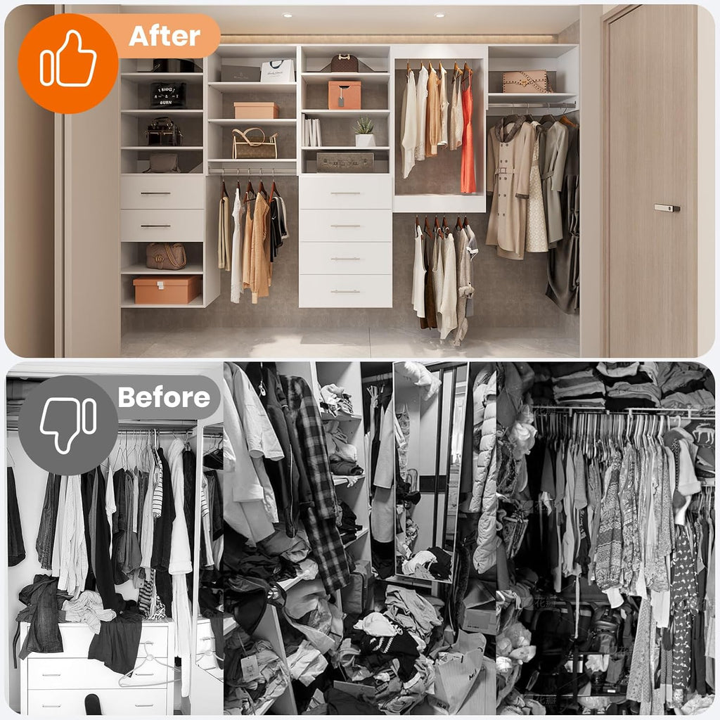 Modular Closet System, 25.5" 4 Drawer Shelf Closet Tower Wall-Mounted Closet Organizer, Wooden Tower for Walk-In