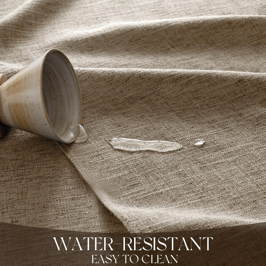 70 Inch Round Tablecloth with Linen Textured, Brown