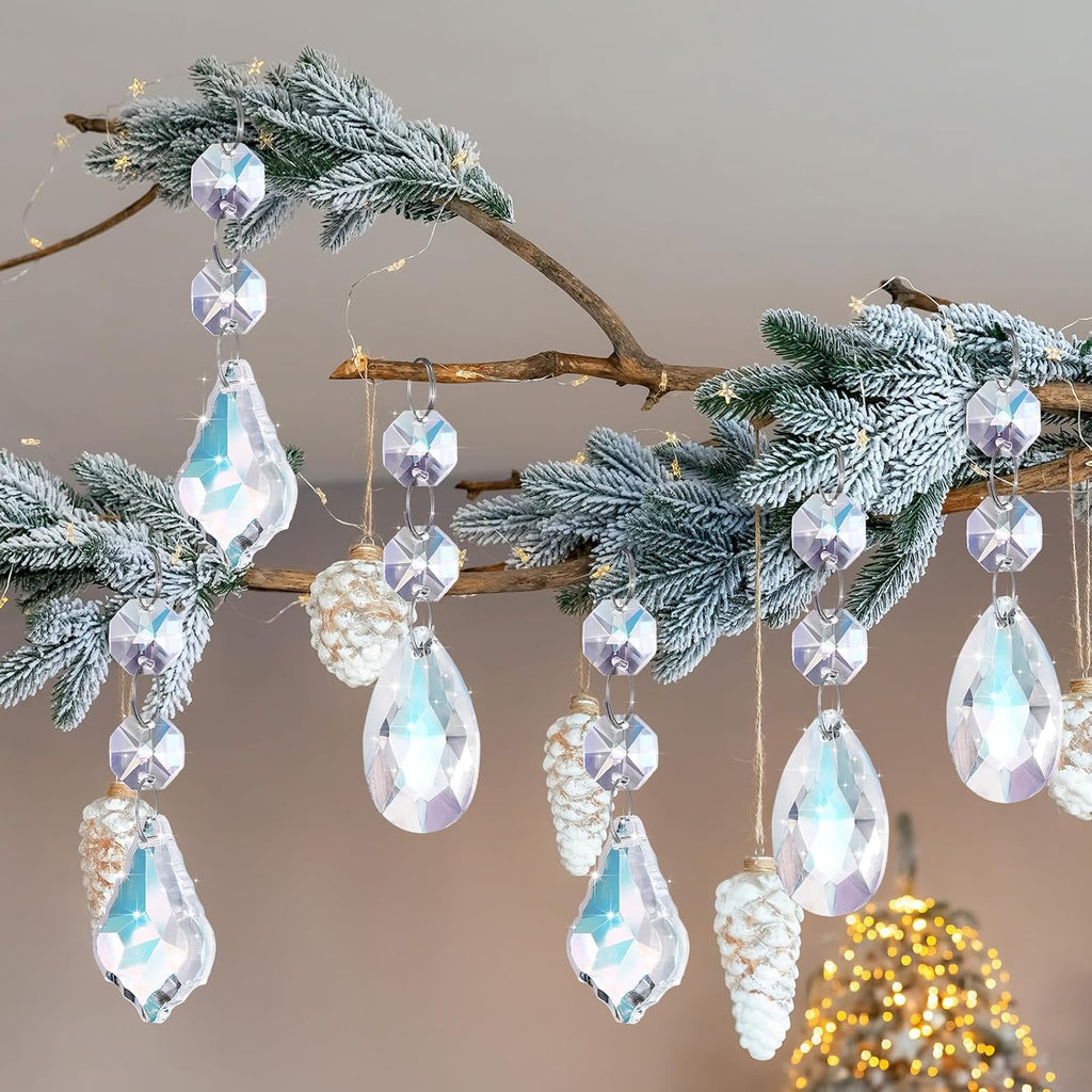 26 Pcs Chandelier Crystal Replacement 38 mm Teardrop Crystal Prisms Hanging Gems Parts for Lamps and Chandeliers
