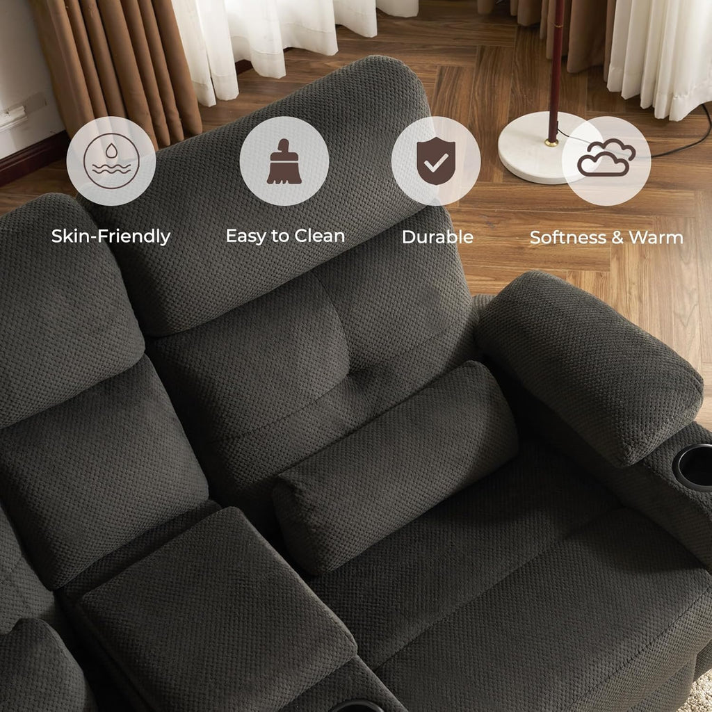 Power Reclining Loveseat, Massage Loveseat Recliner Sofa Home Theater Seating with Heat