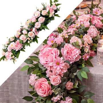 39 Inch Artificial Rose Peony Flower Swag, Fake Arch Flowers