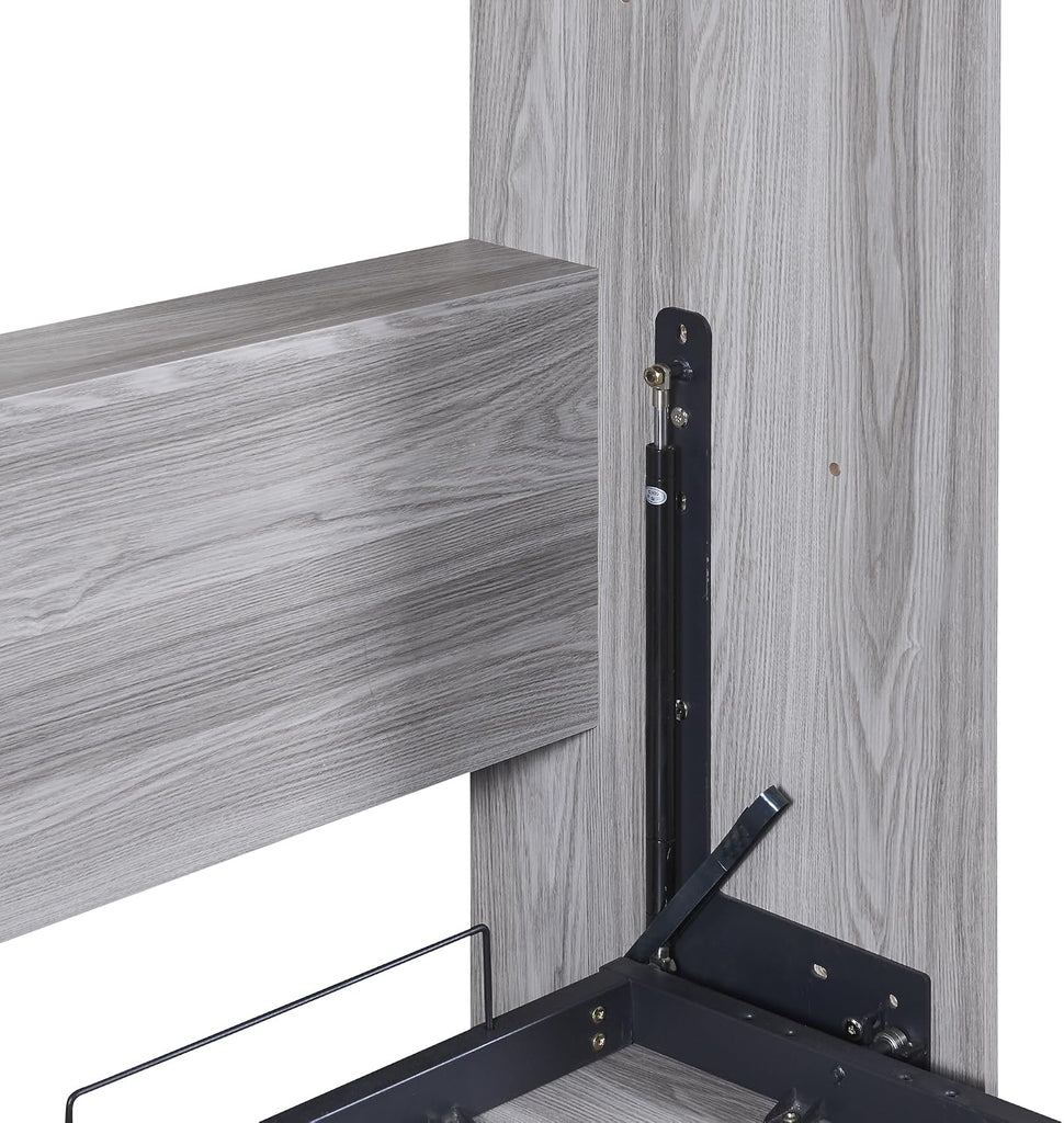 Full Murphy Bed,Modern Hidden Murphy Wall Chest Beds with Space-Saving Design,84.1" Wood Murphy Wall Bed Cabinet with Pinewood Slat Support,for Bedroom,Apartment,Gray