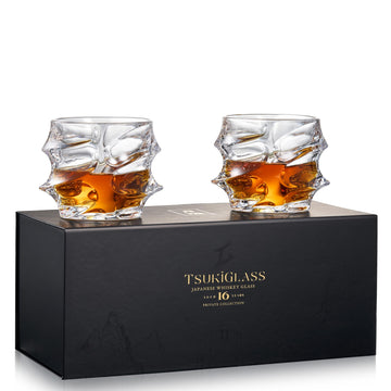 Gifts for Men, Storm Crystal Cocktail Whiskey Glasses Set of 2 | Japanese Old Fashioned Rocks Tumblers, 8.45oz