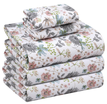 100% Cotton Split King Sheets, Percale Sheet Set, Dandelion Field