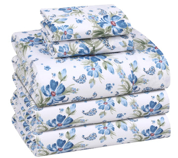 100% Cotton Split King Sheets, Percale Sheet Set, Paislyona