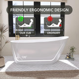 59" Free Standing Tub, Pure Acrylic Freestanding Bathtub, Stylish Stand Alone Contemporary Deep Soaking Bath Tub