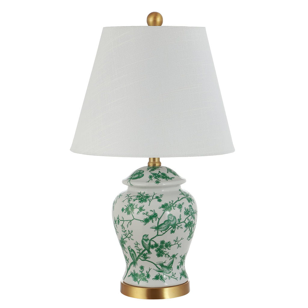 Penelope Ginger Jar 22" LED Table Lamp, White/Green