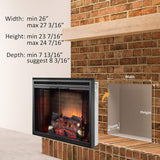 26 Inch Electric Fireplace Insert with Glass Door, Mesh Screen, Fire Crackling Sound, 750W/1500W Freestanding Heater, Black