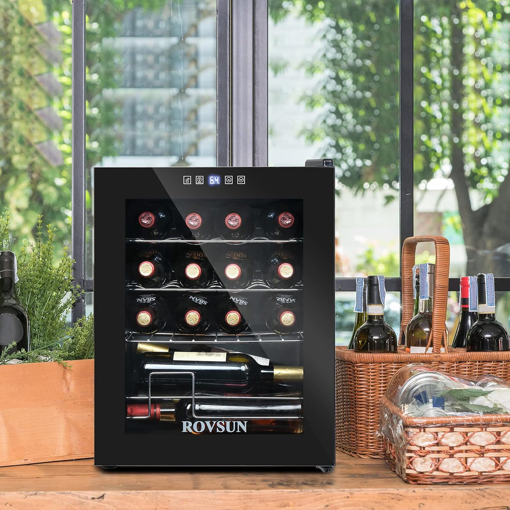 16 Bottle Wine Fridge, Freestanding Compressor Cooler Refrigerator