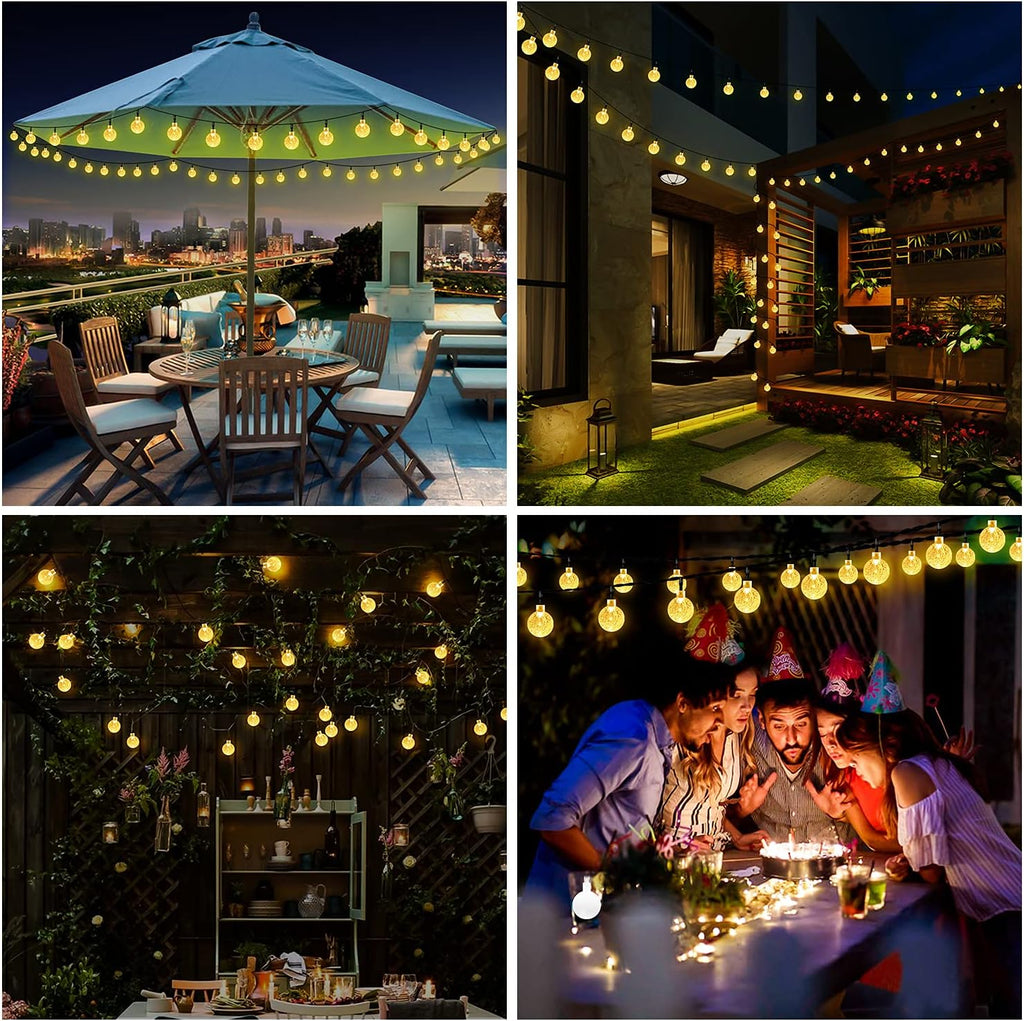 Solar Umbrella Lights Crystal String Lights Solar Powered Waterproof 60 LED Patio Umbrella Lights 8 Lighting Modes