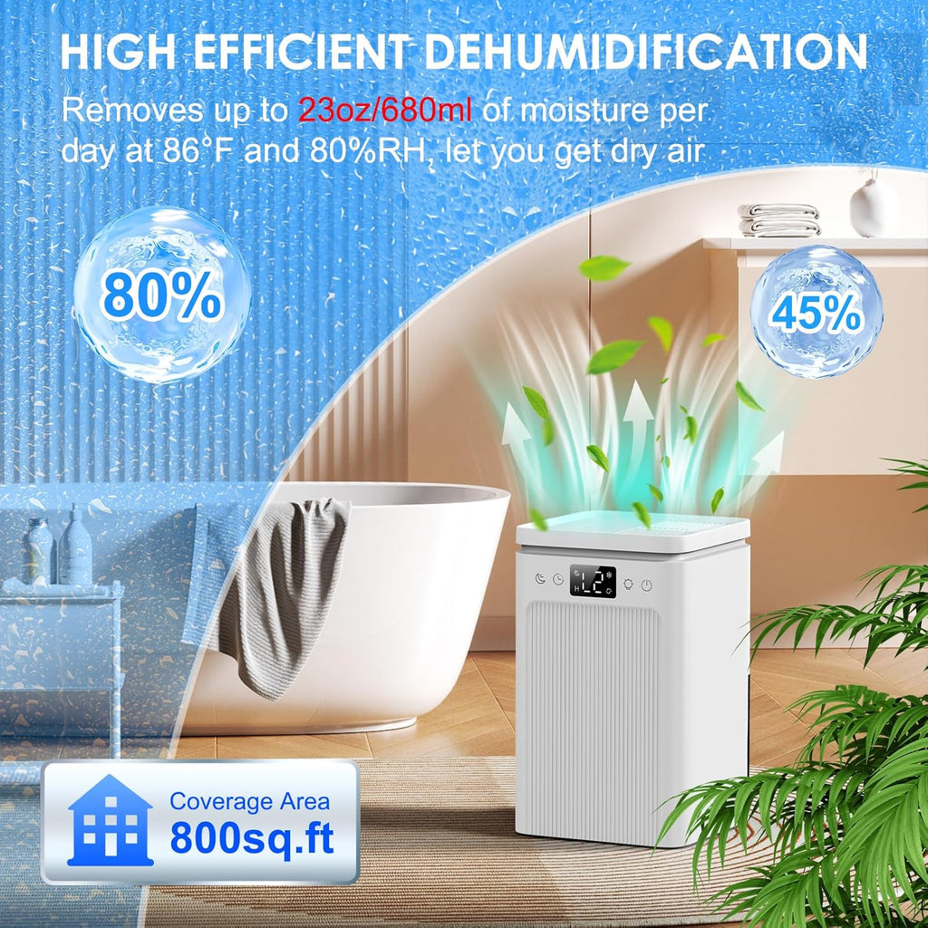 Dehumidifier,75 OZ Water Tank, Quiet Dehumidifiers for Home,Basement, Bedroom,Bathroom, RV,Closet with Auto Shut Off