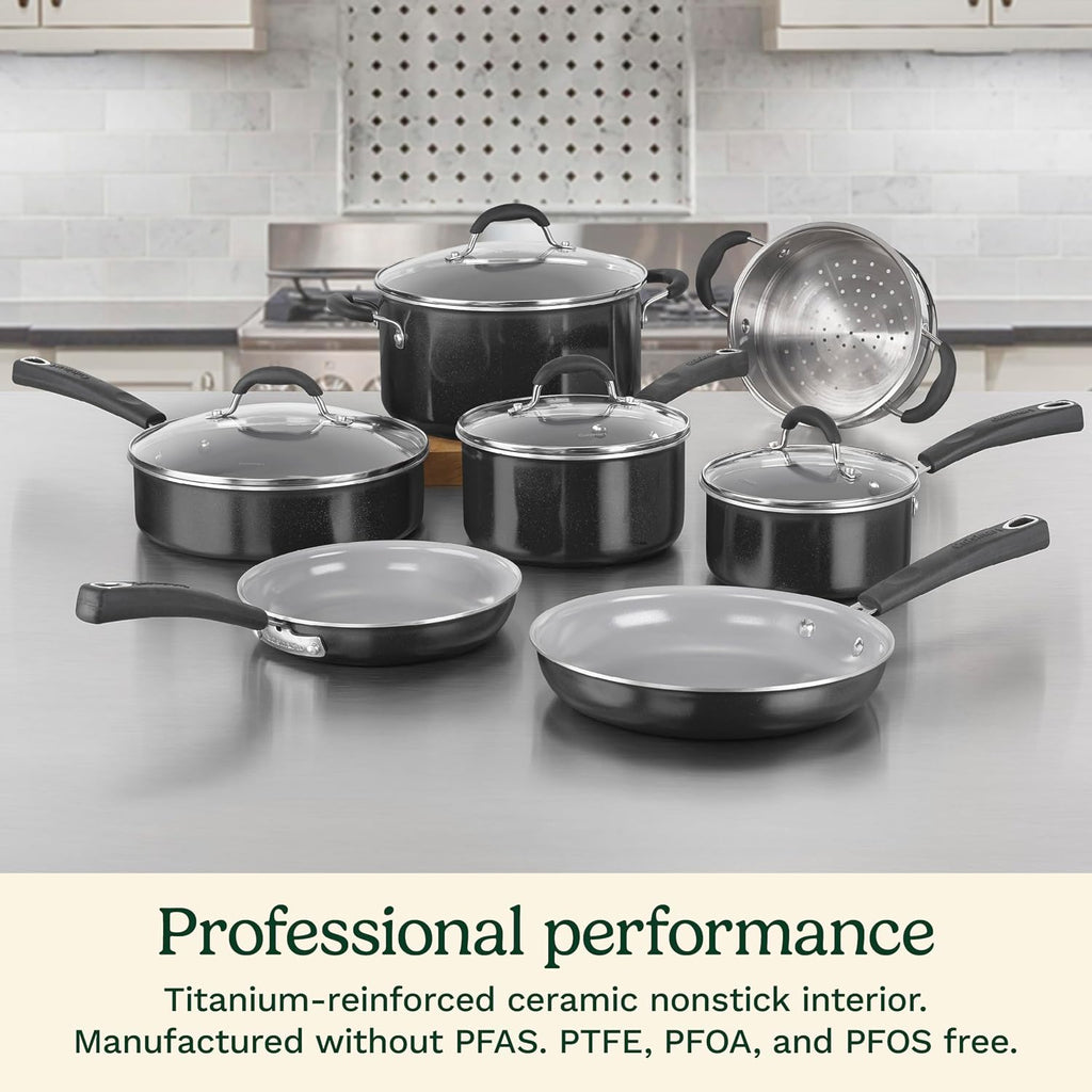 11-Piece Nonstick Cookware Set, Ceramica XT, Black, 54C-11BK