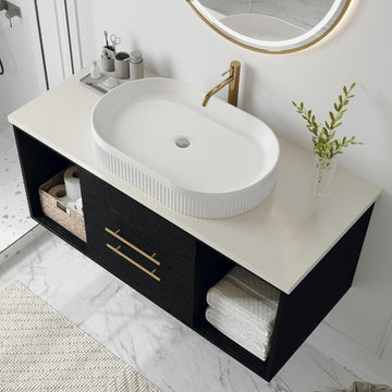 40" Modern Floating Bathroom Vanity with Premium AAA Grade Ceramic Sink, Wall-Mounted Solid Wood Cabinet