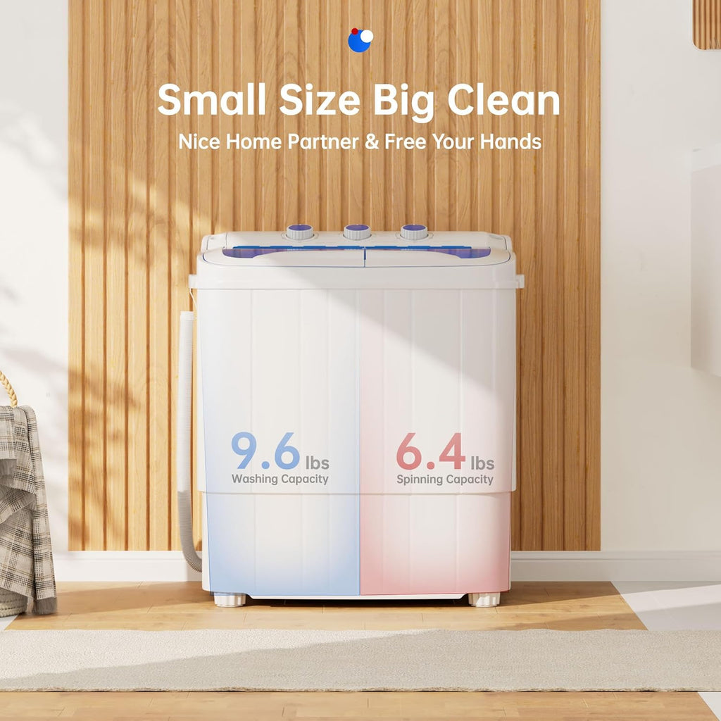 16Lbs Portable Washing Machine, Compact Single Tub Laundry Washer with Spin Dryer, Mini Semi-Automatic Washing Machine