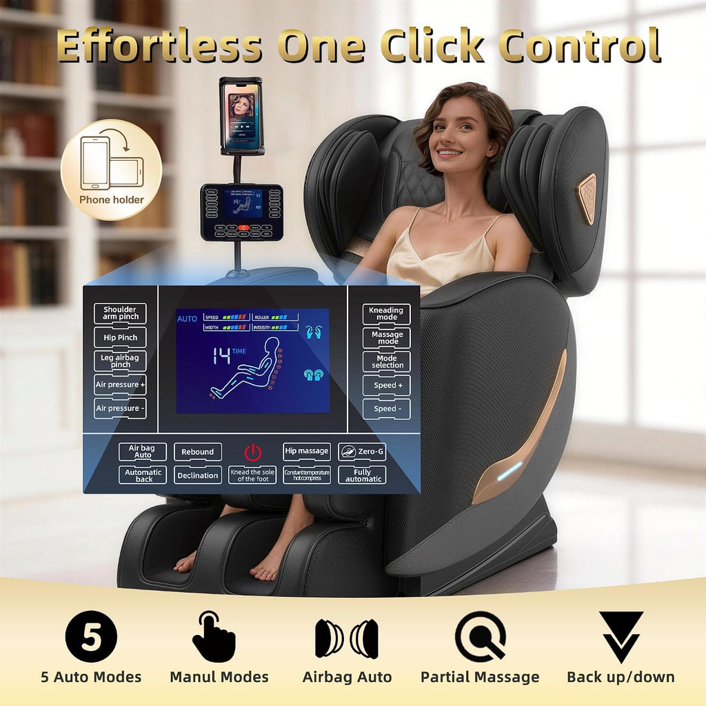2026 Massage Chair Full Body, Zero Gravity Massage Chair Recliner - Upgraded 10-Point Roller, Heating, Airbags, Foot