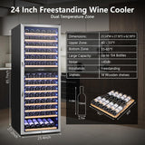 Wine Fridge Freestanding Dual Temperature Zone, Wine Cooler Refrigerator for 154