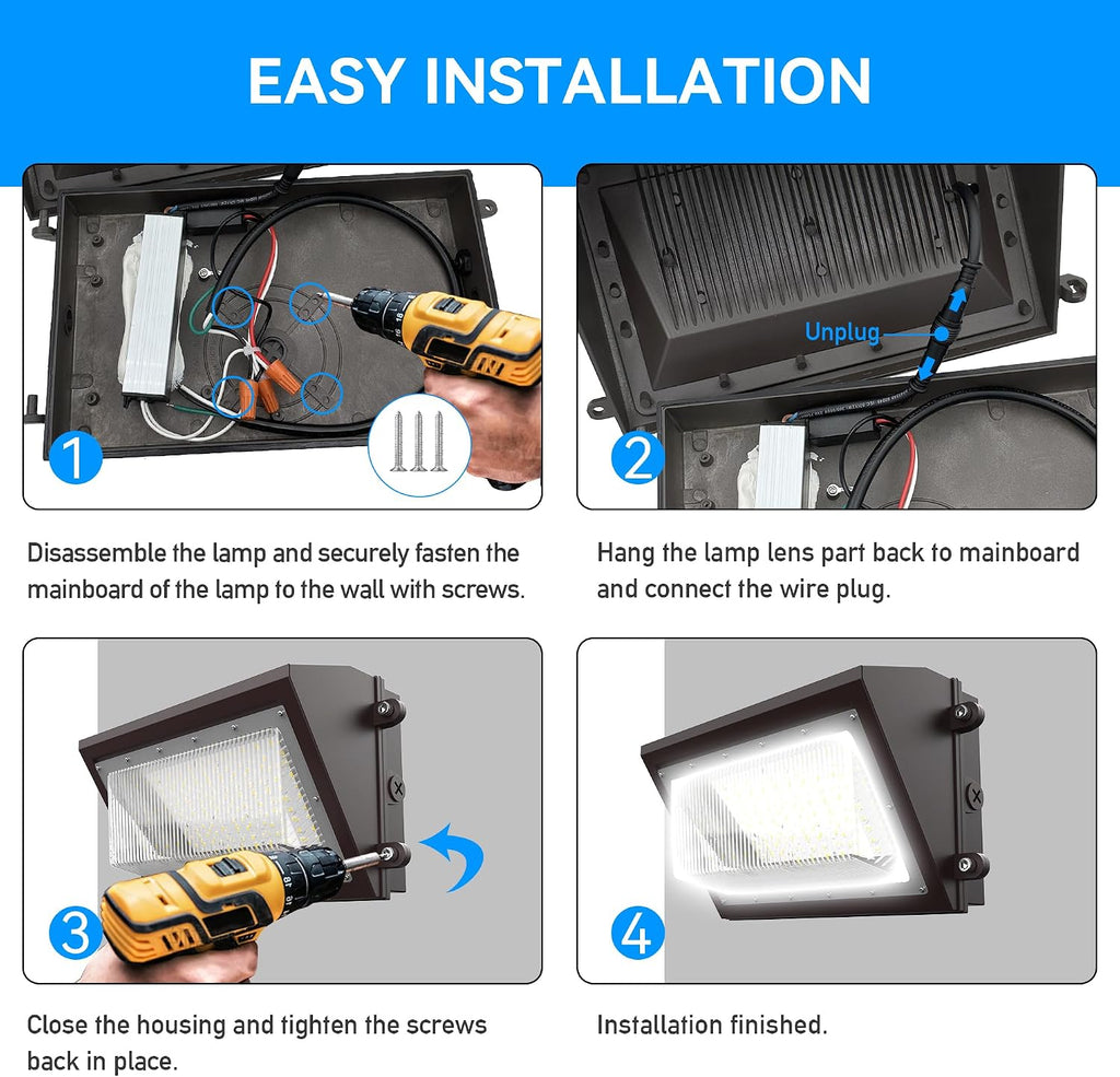 120W LED Wall Pack Light with Dusk-to-Dawn Photocell Sensor, 16800LM 5000K | IP66 Waterproof 120V LED Security Flood
