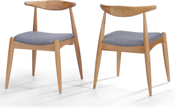 Francie Fabric with Oak Finish Dining Chairs, 2-Pcs Set, Grey / Oak