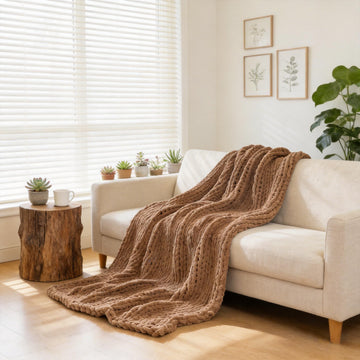 Luxury Soft Chunky Knit Blanket - 40X50 Chenille Hand-Woven Throw for Warmth, Non-Shedding, Machine Washable - Ideal