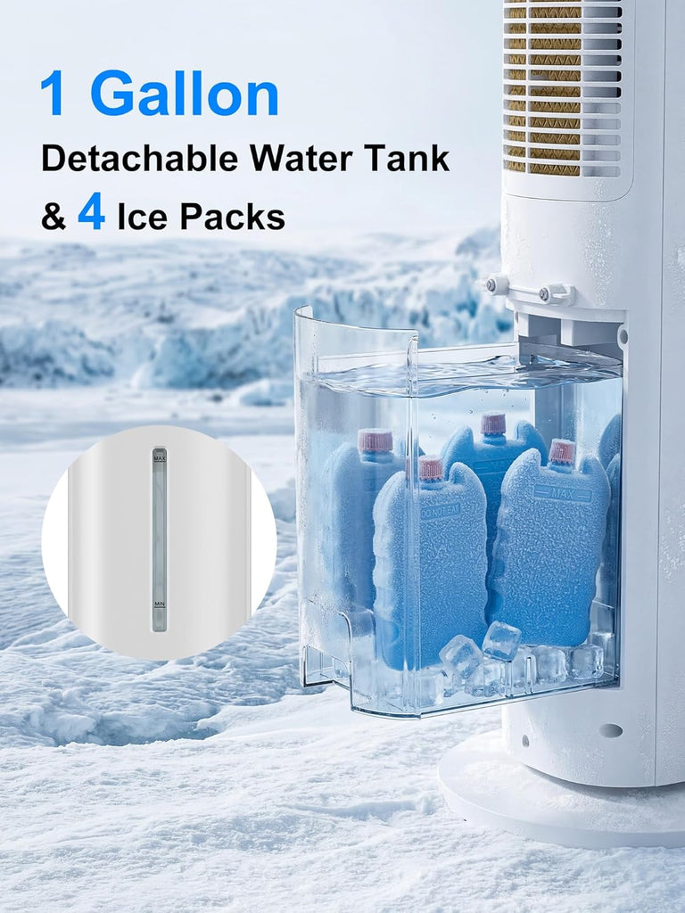 Evaporative Air Cooler, 40" Windowless Portable Air Conditioners with 24H Timer, Cooling Fans that Blow Cold Air