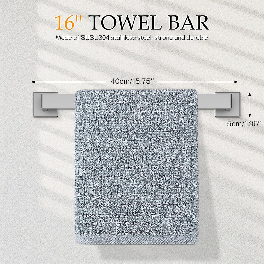5-Pieces Brushed Nickel Bathroom Hardware Accessories Set,16 Inch Towel Bar Set,Stainless Steel Bathroom Hardware Set
