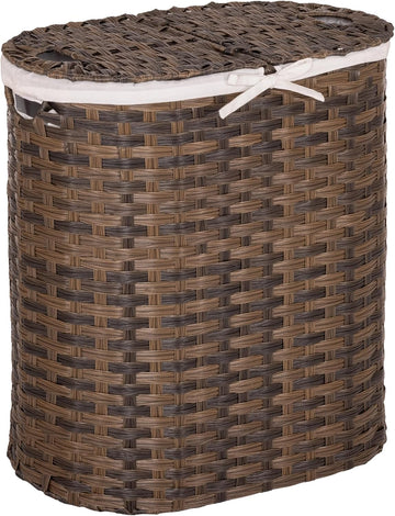 Premium Handwoven Portable Laundry Bin Basket with Carrying Handles, Household Storage for Clothes, Linens, Sheets