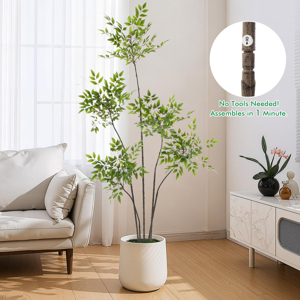 5ft Faux Bamboo Tree Nandina, Artificial Floor Plant, Green