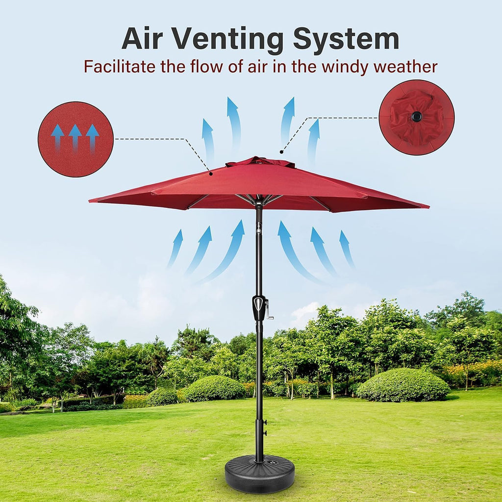 9' Patio Umbrella Outdoor Table Market Yard Umbrella with Push Button Tilt/Crank - Red - 1QS8