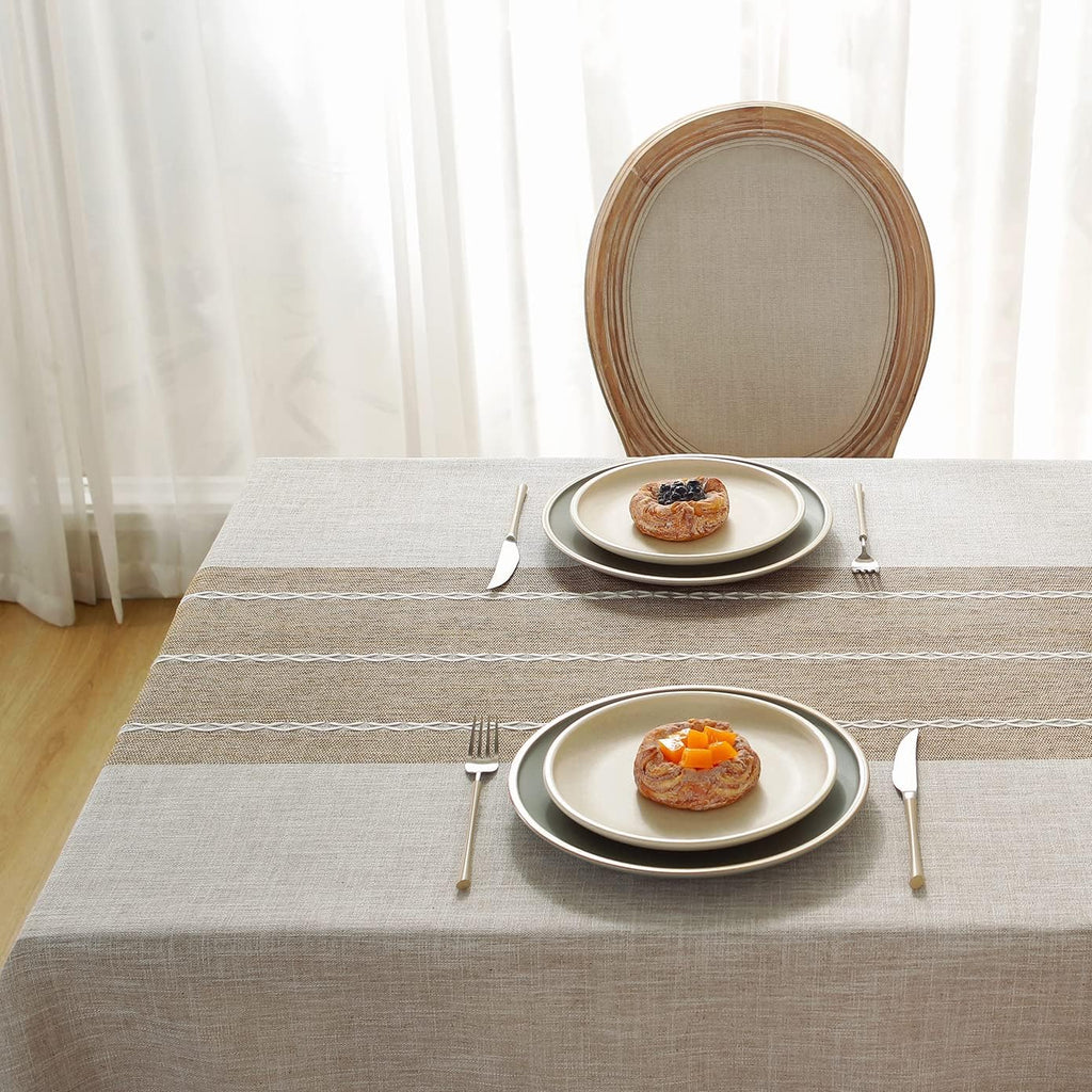 Rustic Cotton Linen Table Cloth,Tablecloths for 6 Foot Rectangle Tables,Waterproof Washable Tableclo