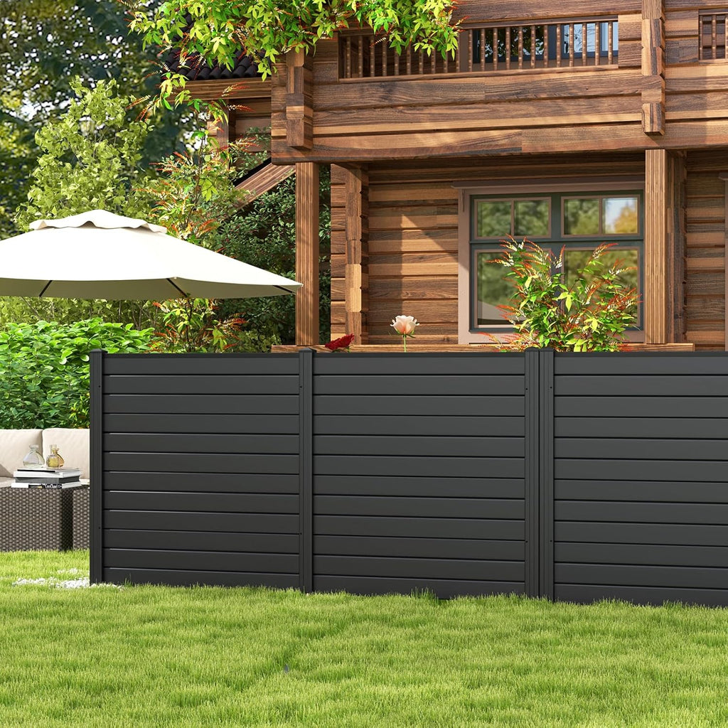 2 Panels Outdoor Privacy Screen, 48''W x 48''H Air Conditioner Fence, Trash Can Enclosure with Stakes, PP Vinyl