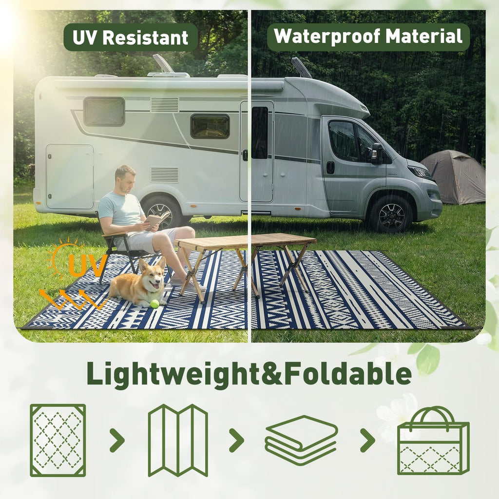 Outdoor Rug 8x10 Waterproof Outdoor Patio Rug Mat Reverisble Plastic Straw Outdoor Rug for RV Campin