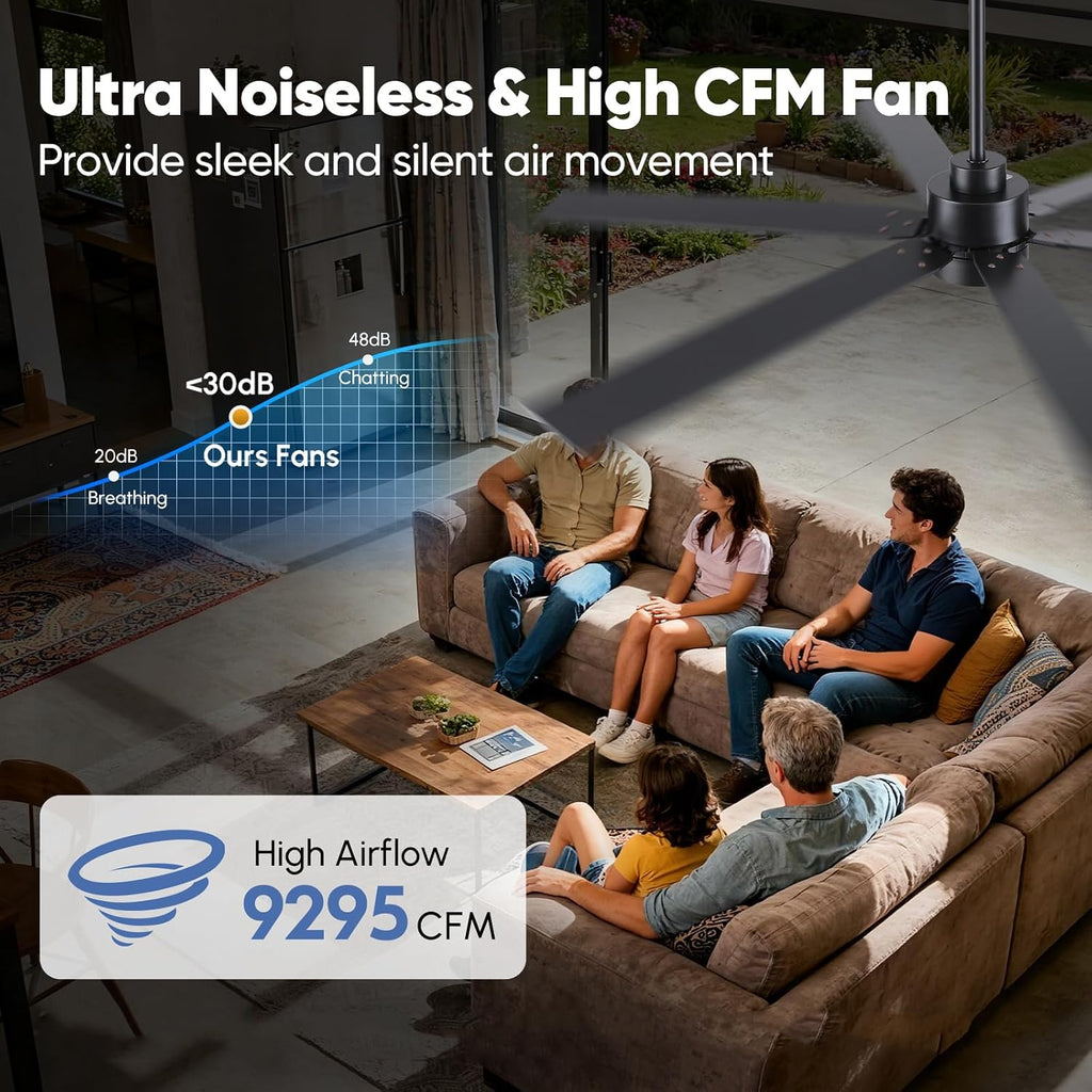 66 Inch Outdoor Smart Ceiling Fan with Light, Works with Alexa, App & Remote Control