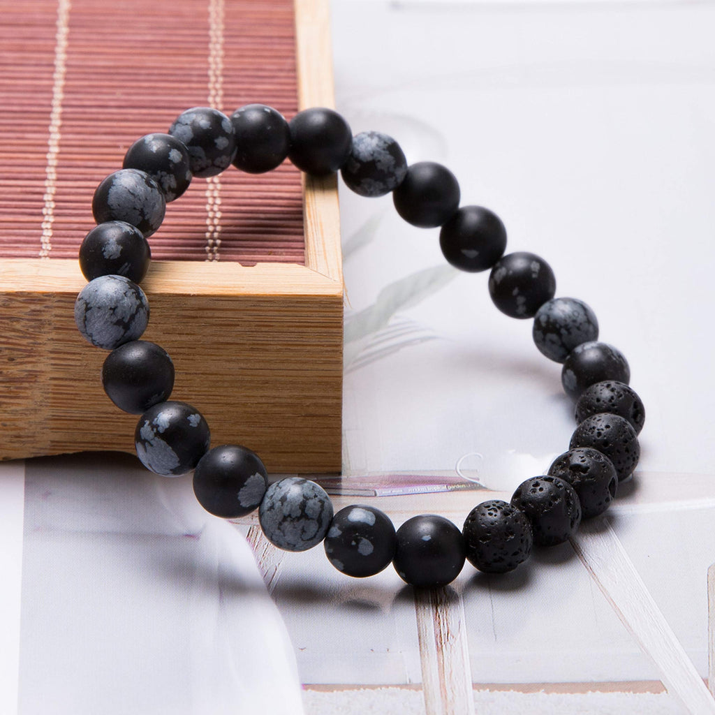 Essential Oil Bracelets, Lava Rock Stone Beads Diffuser Bracelet Gemstone Aromatherapy Bracelet(Pack of 3)