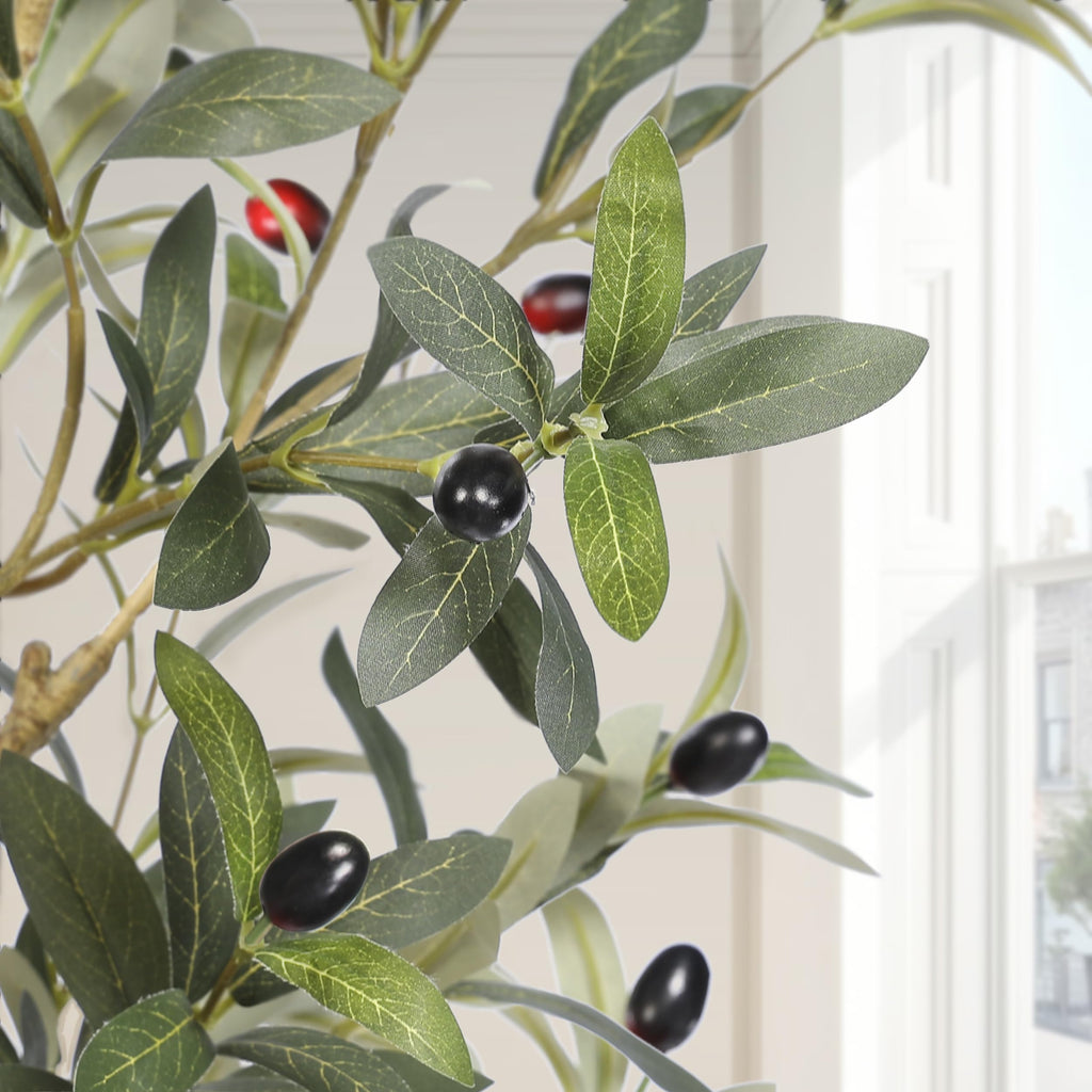 Artificial Olive Tree 7FT, UV Resistant Faux Olive Tree with Realistic Leaves & Natural-Looking Trunk, Tall Fake