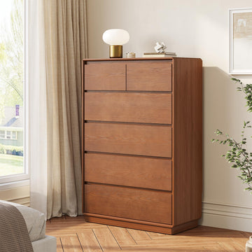 Solid Wood Dresser, 45.3" Tall Mid Century Modern Dresser, Brown