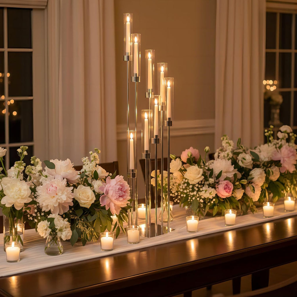 Floor Candelabra Tall 8 Arm Candle Holders, 45.3” Metal Candlestick for Taper Candles
