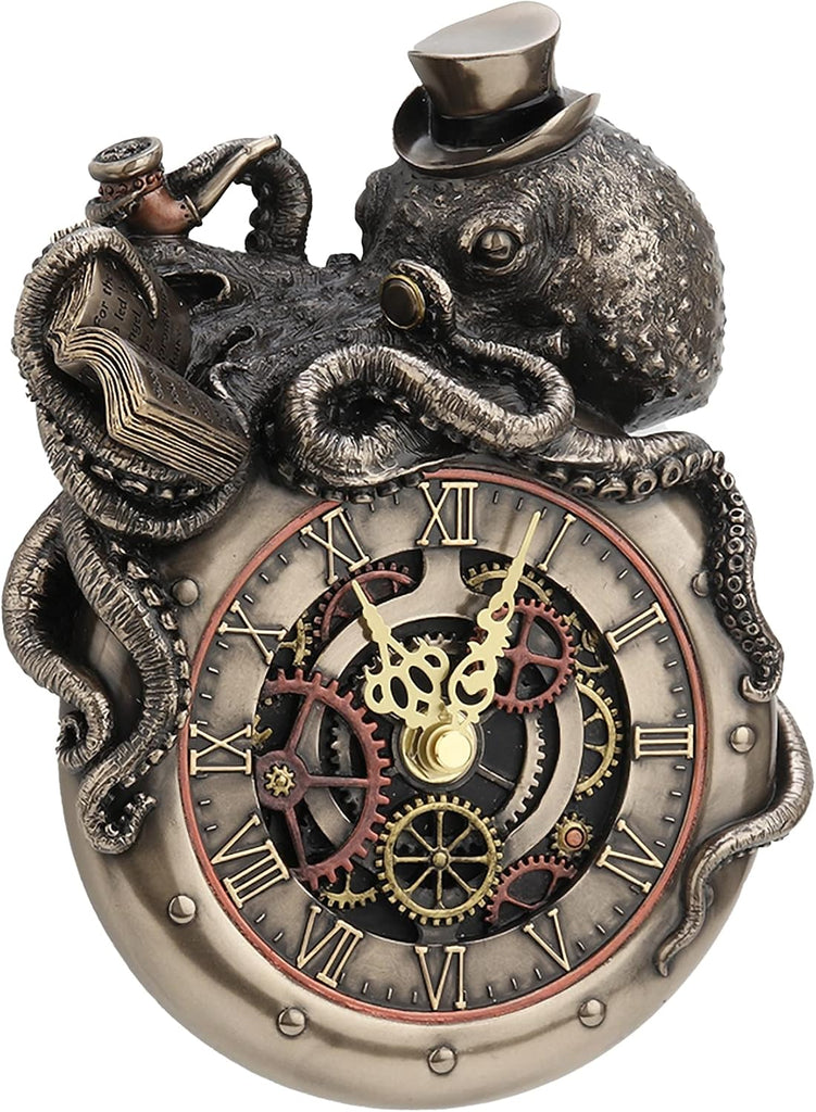 Veronese Design 7 5/8 Inch Tall Steampunk Octopus Nostradamus Prophet Wall Clock Sculpture